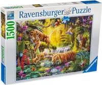 Puzzle Ravensburger din 1500 de piese - Tigri in jungla