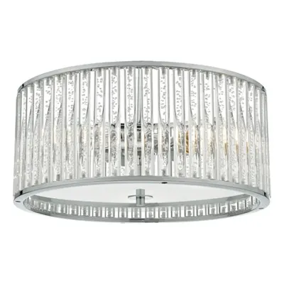 Plafoniera Zeto Bathroom 4 Light Flush Polished Chrome & Acrylic Rods IP44