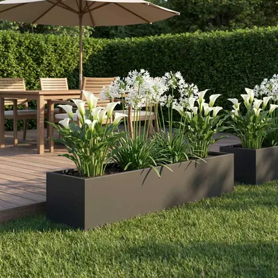 vidaXL Vază pentru Grădină Negru 100 x 20 x 20 cm Oțel laminat la rece