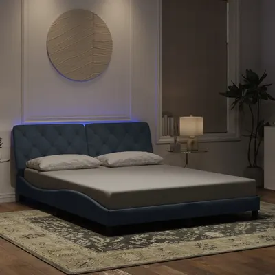 vidaXL Cadru de pat cu LED fără saltea, gri închis, 160x200 cm, catifea