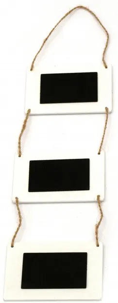 Placă decorativă din lemn Em Art - Dreptunghiulară cu tablă neagră, 0.3 x 9 x 6 cm, alb (1 buc.)