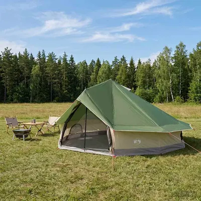 vidaXL Cort Tipi 20 persoană Verde Poliester și oțel