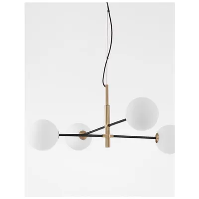 Lampa suspendata VITRA Satin Auriu & Negru Metal Alb Opal Sticla LED G9 4x5 Wat 220 Volt IP20 Fara bec