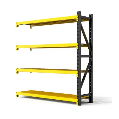 Traversa orizontala galbenă pentru raft profesional 200kg/nivel 0,6 mm grosime