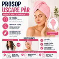 Prosop pentru uscarea parului, tip Turban, din microfibra, Corai