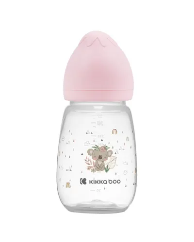Biberon cu gât larg KikkaBoo Clouds - Savanna, 260 ml, Roz