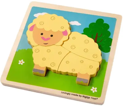 Puzzle din lemn Bigjigs - Oaie, 4 piese