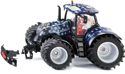 Jucărie metalică Siku - Tractor de Crăciun New Holland, 1:32