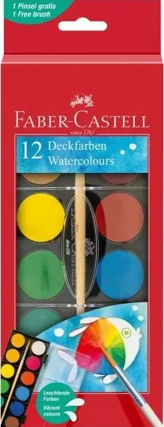 Vopsele acuarele Faber-Castell - 12 culori, cutie mica