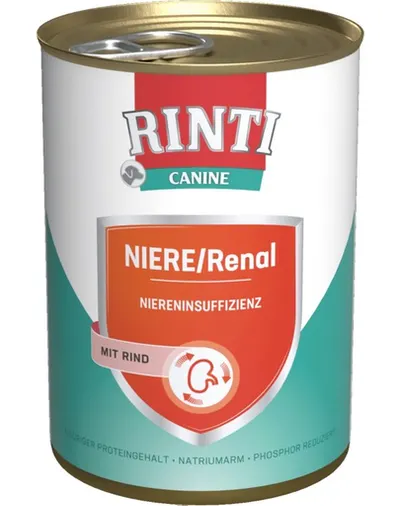 RINTI Canine Niere/Renal Beef hrana dietetica umeda pentru caini cu insuficienta renala cronica sau acuta 800 gr