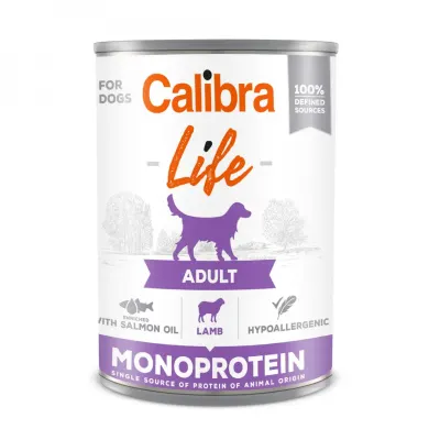 CALIBRA Life, XS-XL, Miel, conservă hrană umedă monoproteică câini, (pate), 400g