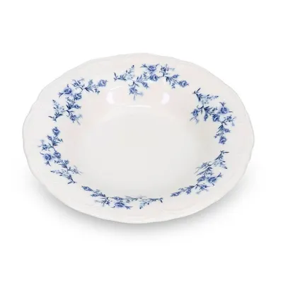 Farfurie albă/albastră adâncă din porțelan ø 23,5 cm Retro – BonBistro