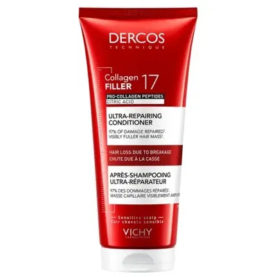 Balsam ultra-reparator cu peptide Pro-Colagen si acid citric Dercos Collagen 17 Filler, 200 ml, Vichy