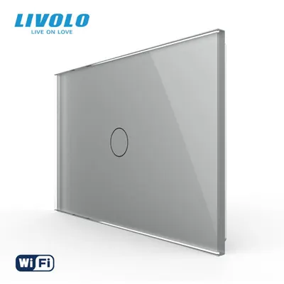 Intrerupator simplu, standard italian, conexiune WiFi, cu panou sticla, 3M Gri