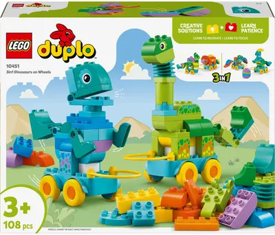 Constructor 3 în 1 LEGO Duplo Town - Dinozauri pe roți (10451)