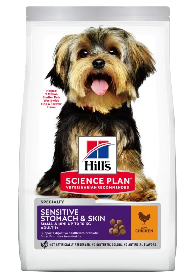 Hrana uscata caini, Hill's Science Plan Canine Adult Small and Mini Sensitive Stomach and Skin Chicken, 1.5 kg