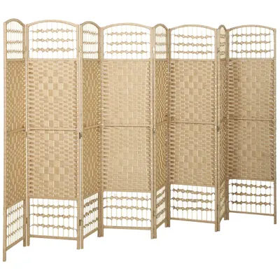 HOMCOM Paravan interior din lemn separator de cameră panou pliabil 8 panouri 320 x 170 cm lemn natural | Aosom Romania