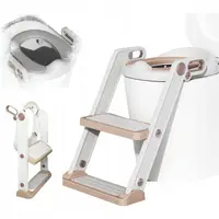 Reductor cu scarita, Primabobo, Pentru toaleta, Potrivit pentru toaletele rotunde, Scaun din spuma, Inaltime intre 44-48.5 cm, Rezistent, Alb/Auriu