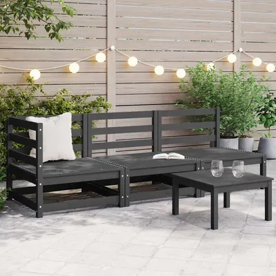 vidaXL Set mobilier de grădină, 3 piese, gri, lemn masiv de pin