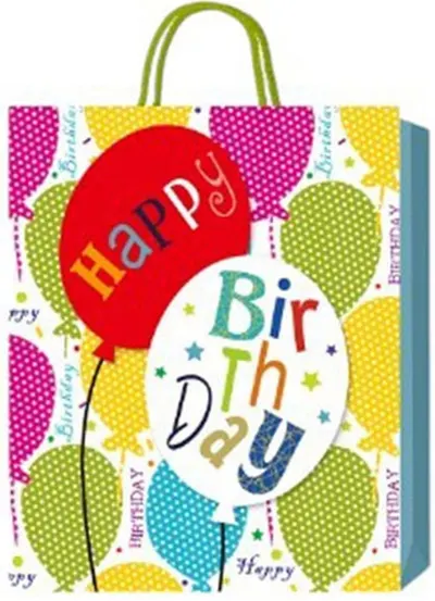 Pungă cadou 3D Happy Birthday - Baloane, 26 х 32 х 10 cm