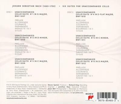 Six Evolutions - Bach: Cello Suites