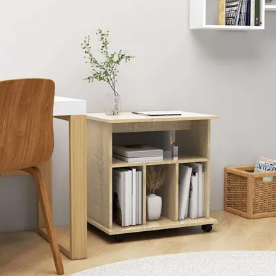 vidaXL Dulap cu roți, stejar sonoma, 60x45x60 cm, lemn prelucrat