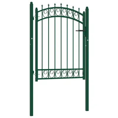 vidaXL Poartă de gard EMMEN cu țepi din oțel, verde, 103x109,5 cm