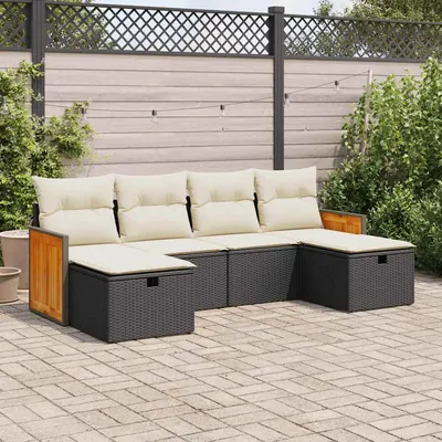 Gossi set mobilier de gradina cu perne, 6 piese, negru, poliratan