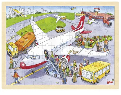 Puzzle din lemn Goki - La aeroport