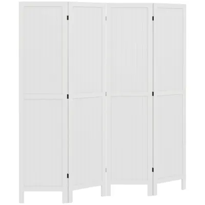 HOMCOM Paravan din lemn, separator de cameră, cloison interieur pliabil cu 4 panouri din lemn 160 x 170 cm alb | Aosom Romania