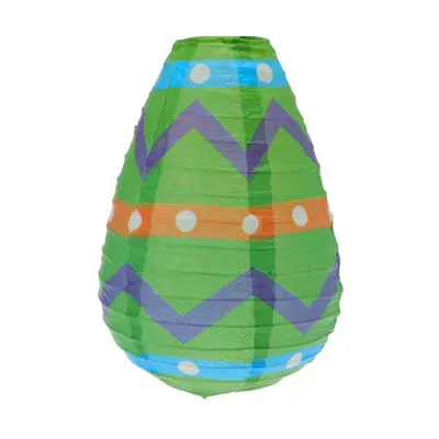 Felinar din hârtie, cu suport metalic, 10x15 cm, culoarea verde