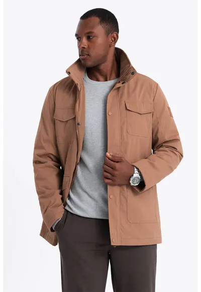 Geaca usoara cu buzunare multiple - Maro camel