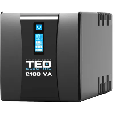 UPS TED Electric 2100VA / 1200W cu 2 iesiri schuko si display LCD TED-2100, repornire automata, 2x 9Ah TED004659
