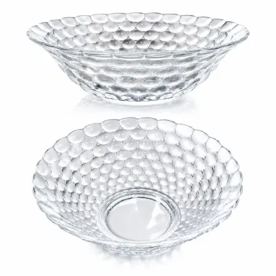 Bol din Sticlă 17.5x5cm, Model Cristal 6/set, cu Textură Bule, Transparent