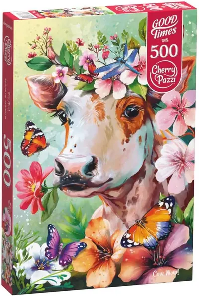 Puzzle Cherry Pazzi din 500 de piese - Vaca "Wow!"