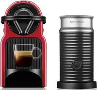 Aparat de cafea cu capsule Nespresso - Inissia & Aeroccino, 19 bar, 0.7 l, Red
