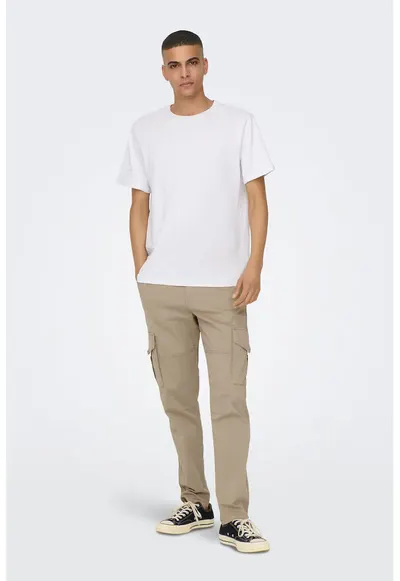 Pantaloni cargo conici Dean - Maro nisip