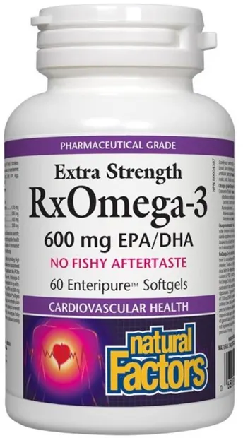 RX Omega-3 Extra Stength, 600 mg, 60 capsule gelatinoase moi, Natural Factors