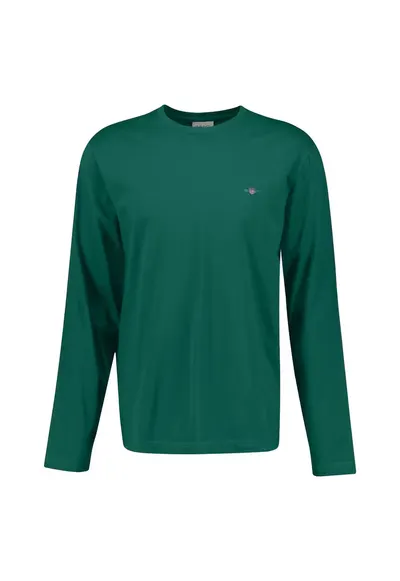 Bluza regular-fit din bumbac cu decolteu la baza gatului Shield - Rosu/Verde englez