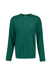 Bluza regular-fit din bumbac cu decolteu la baza gatului Shield - Rosu/Verde englez
