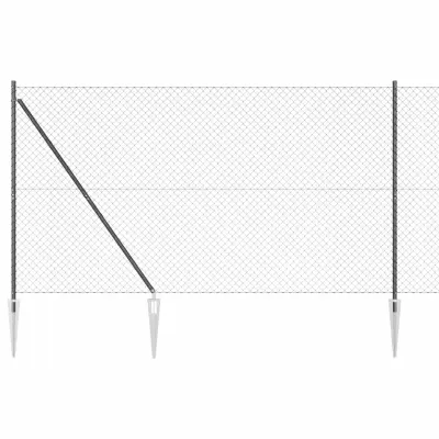 vidaXL Gard de lanț cu vârfuri 25 x 1,6 m Oțel cu strat de PVC Gri