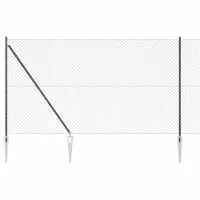 vidaXL Gard de lanț cu vârfuri 25 x 1,6 m Oțel cu strat de PVC Gri