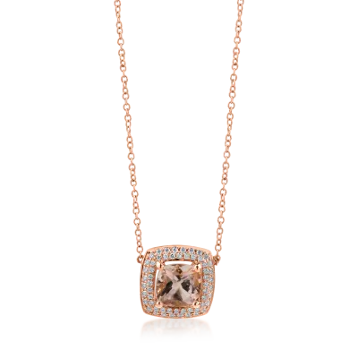 Lant cu pandantiv din aur roz cu o turmalina roz square de 1.55ct si diamante de 0.21ct