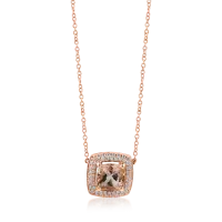 Lant cu pandantiv din aur roz cu o turmalina roz square de 1.55ct si diamante de 0.21ct