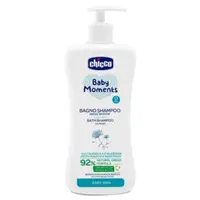 Gel de dus si sampon 2 in 1 fara lacrimi Baby Moments Baby Skin 0 luni +, 750ml, Chicco
