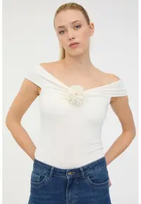 Bluza uni slim fit - Alb murdar
