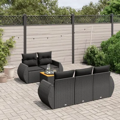 Gossi set mobilier de gradina cu perne, 6 piese, negru, poliratan