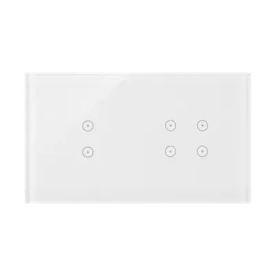 Panou Touch 2 module, modul 1:2 comenzi verticale touch, modul 2: 4 comenzi touch, sticla alba perlata