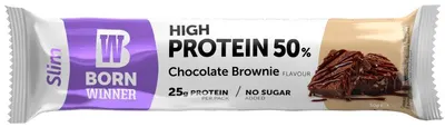 Slim Protein Bar, brownie cu ciocolată, 50 g, Born Winner