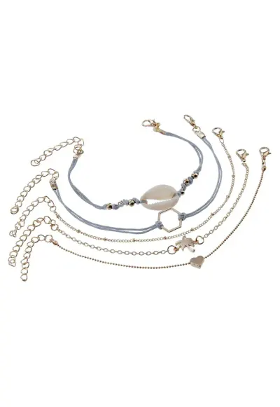Set 5 bratari aurii - cu palmier si scoica - Jela C6